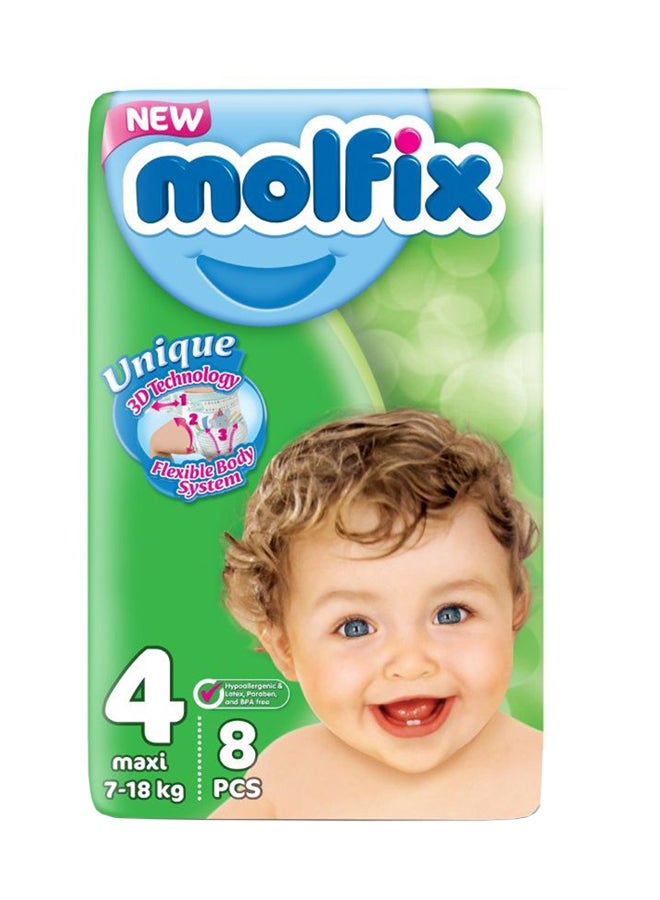 Molfix 8 Piece -Maxi Comfortfix Diapers Small Pack Size 4 (7-18 Kgs)  - Image 1