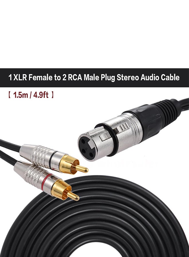 موصل كابل صوت ستيريو من قابس أنثى إلى قابسين RCA ذكر I2802 أسود - Image 2