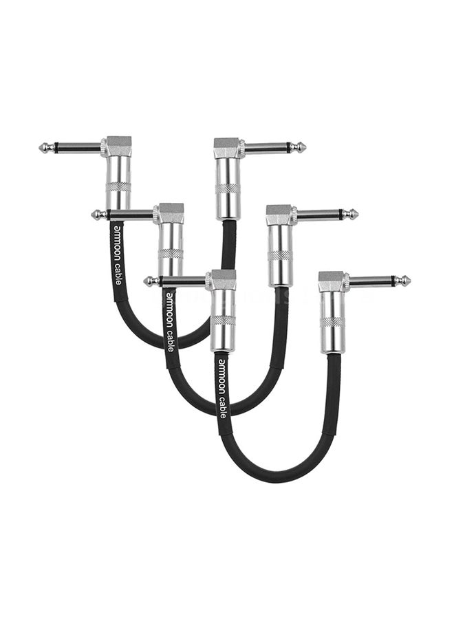 Pack Of 3 Guitar Effect Pedal Instrument Patch Cable I2864 Black - Image 1