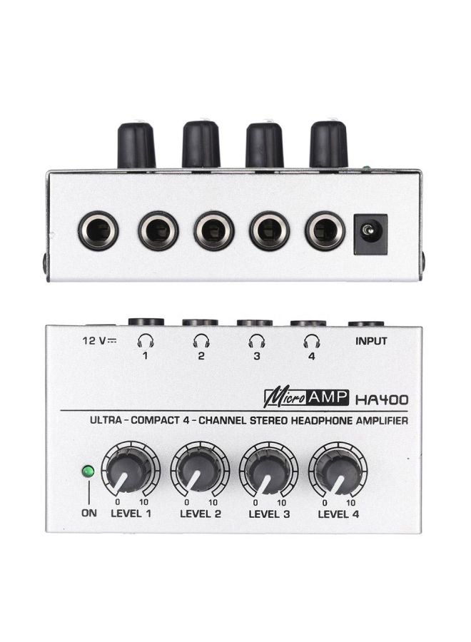 HA400 4-Channel Audio Stereo Headphone Amplifier I1909 Silver  - Image 2