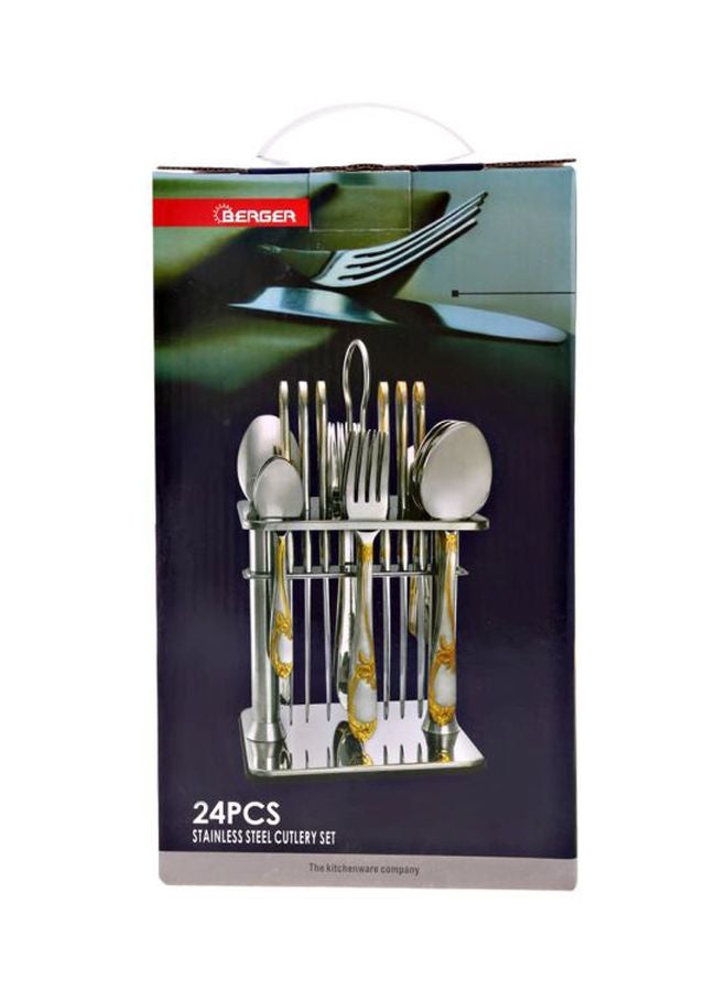 Berger 24 Pieces Stainless Steel Cutlery Set Silver/Gold - Image 3