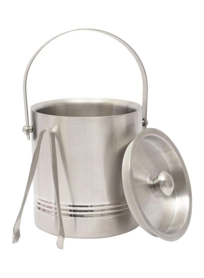 Chef Inox Stainless Steel Double Wall Ice Bucket With Tong 1L Silver  - Image 2