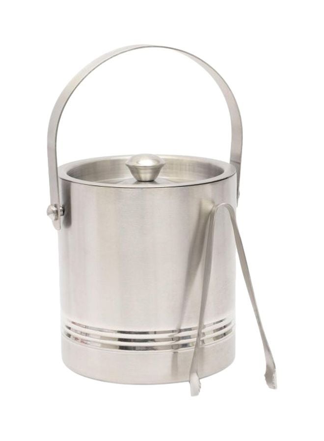 Chef Inox Stainless Steel Double Wall Ice Bucket With Tong 1L Silver  - Image 1