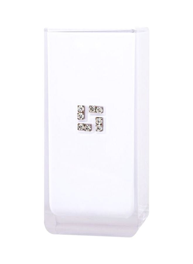 Home - Crystal Studded Tooth Brush Holder White/Clear - Image 1