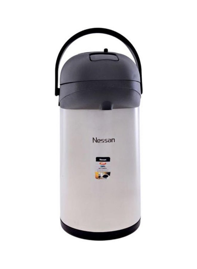 Nessan - Insulated Pump Flask 4 L Silver/Black - Image 1