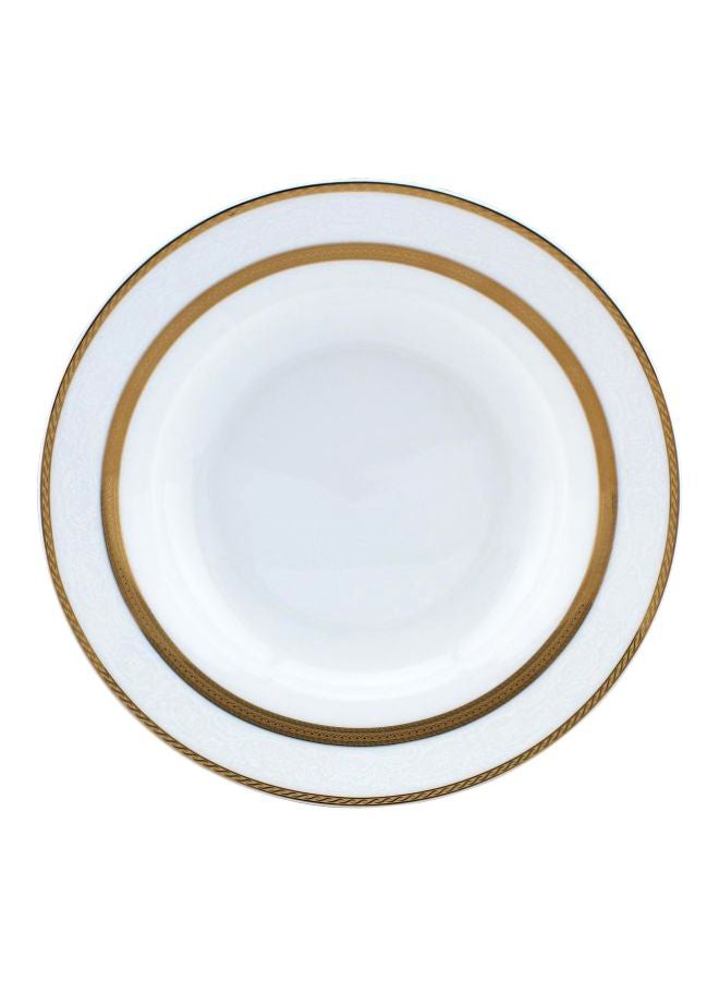 Shallow Porcelain Soup Plate White/Gold  - Image 1