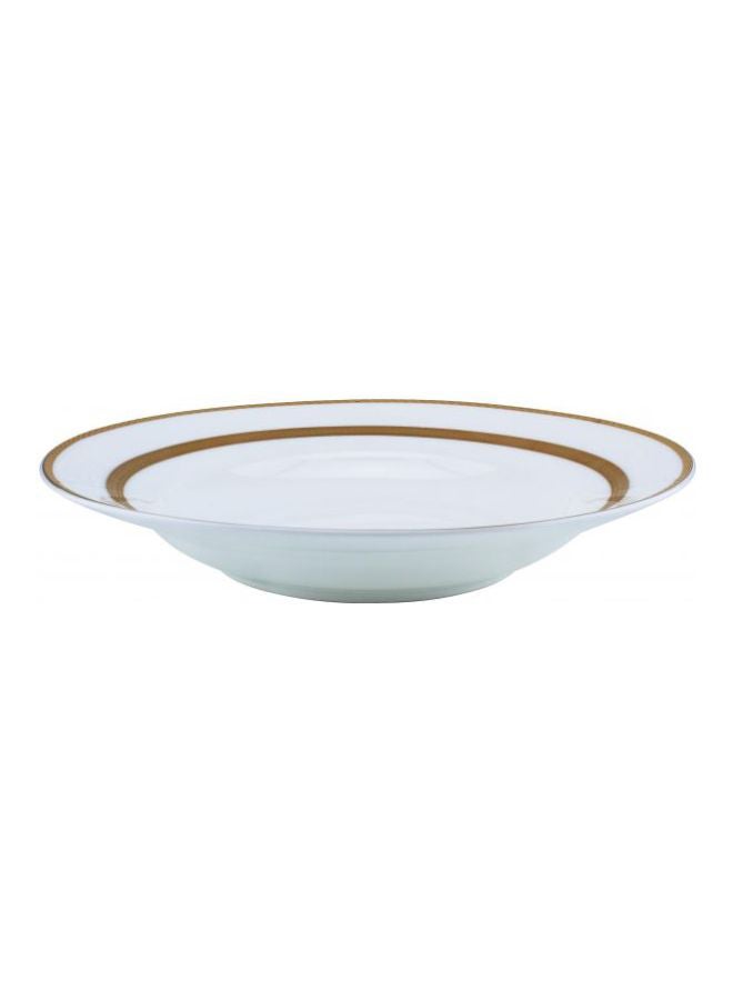 Shallow Porcelain Soup Plate White/Gold  - Image 2