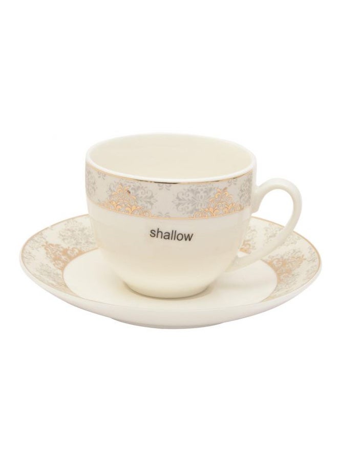 Shallow 12-Piece Cup And Saucer Set 90ml Off White - Image 2