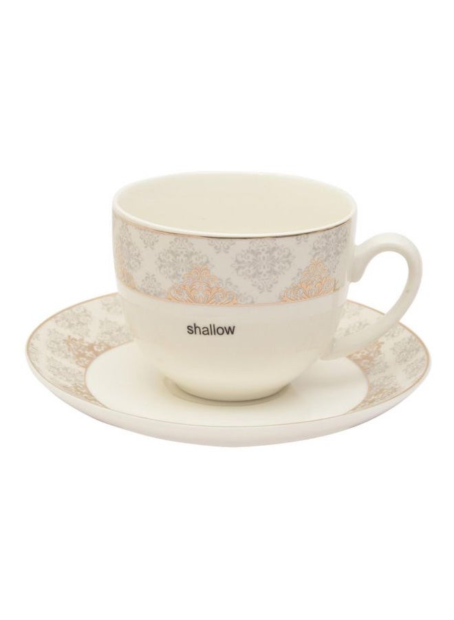 Shallow 12-Piece Cup And Saucer Set 220ml Off White - Image 2