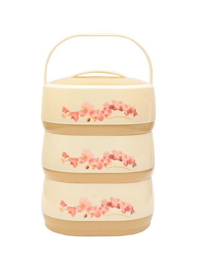 Springs 3-Layer Hot And Cool Food Container 4.5L Beige/Pink  - Image 1