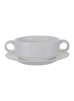 Sunnex Porcelain Soup Bowl With Saucer 250ml White 