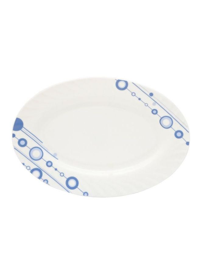 Tendance's Oval Dinner Plate 14-Inch White/Blue