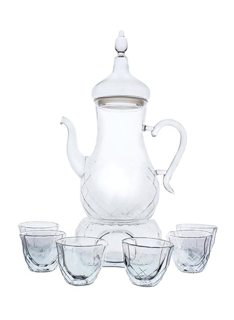 طقم إبريق شاي وأكواب  مُكوَّن من 8 قطع شفاف 130x94x108مم