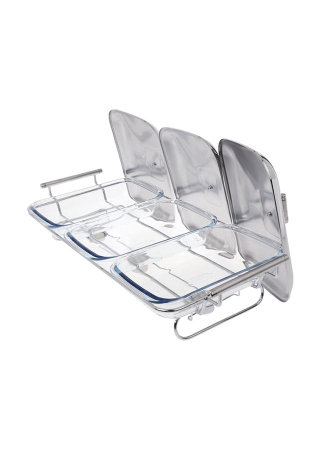 3-Compartment Food Warmer 1.5L Silver/Clear