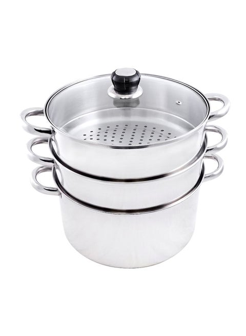 4-Piece Steamer With Lid 26 Cm Silver/Clear 26 Cm