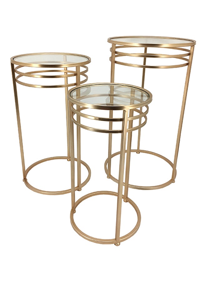 Generic 3-Piece Flower Table Set Gold 
