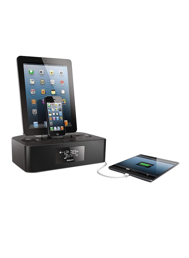 Philips - AJ7260D Dual Dock Triple Charging Clock Radio Black - Image 1