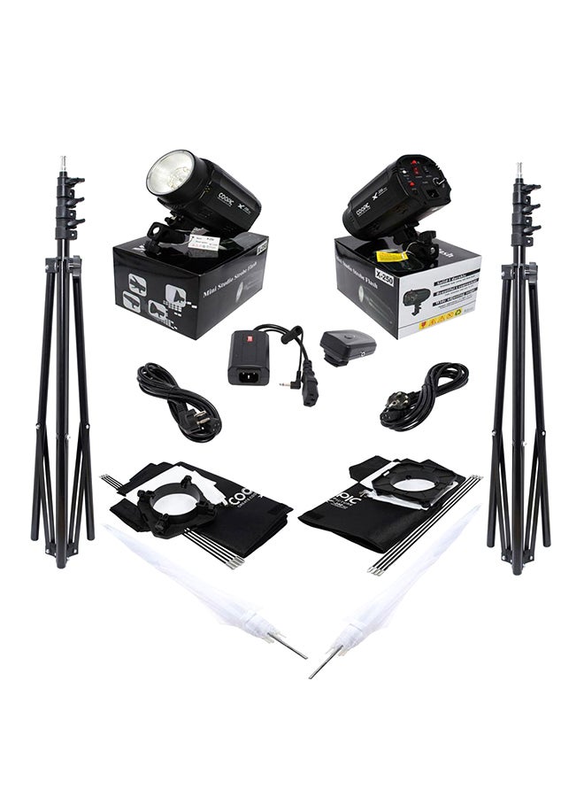 Coopic X-250 Photo Studio Strobe Flash Light Full Kit Black  - Image 1