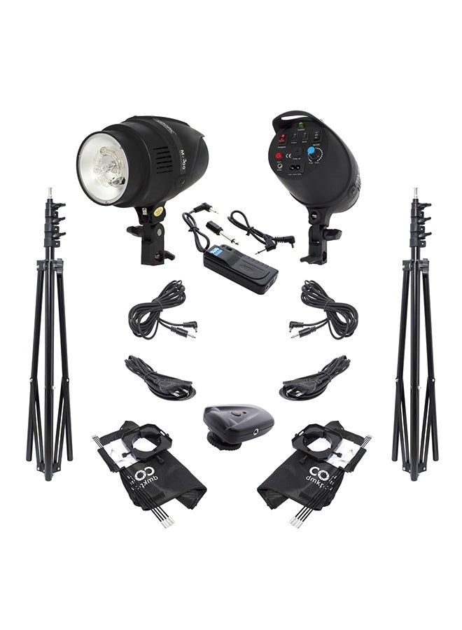 Coopic M-300 Photo Studio Strobe Flash Light Full Kit Black  - Image 1