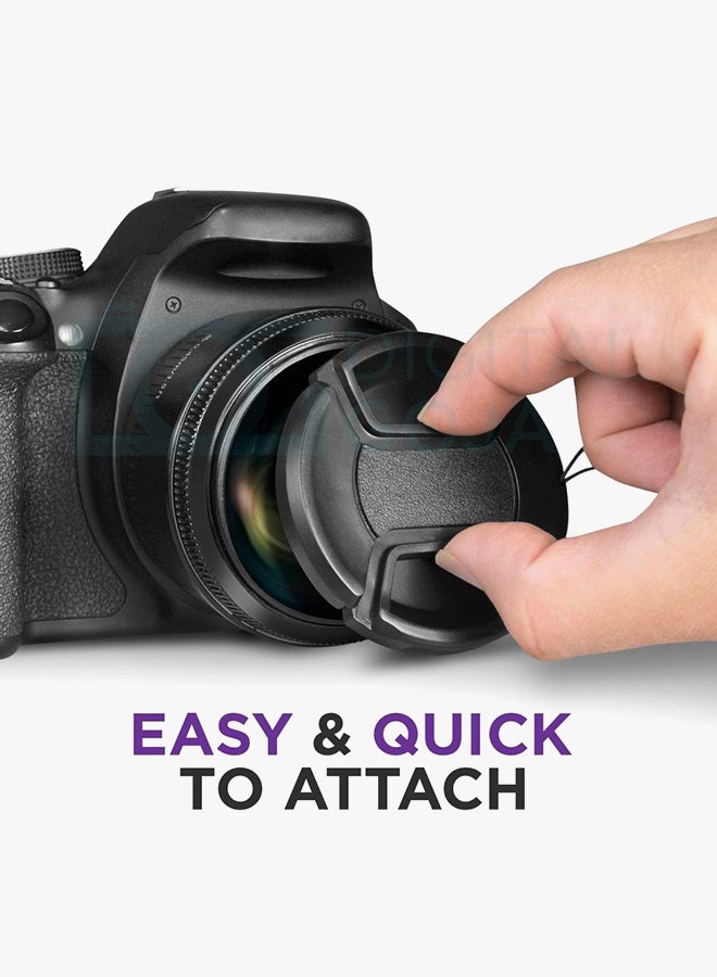 Coopic 2-Piece 58mm Pinch Lens Cap Holder Cover For Nikon Camera Black  - Image 2