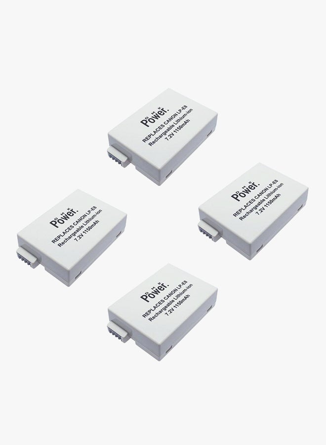 دي أم كي مجموعة من 4 بطاريات مع حافظات أبيض - Image 3