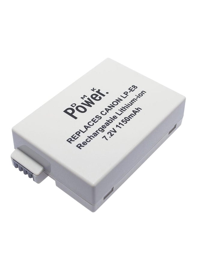 دي أم كي بطارية بديلة لكاميرا كانون EOS 550D/600D/X4/X5/T2i/T3i أبيض - Image 1