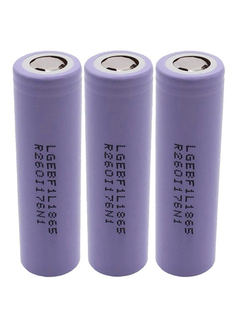 3-Piece Replacement Battery LG 18650 F1 Purple