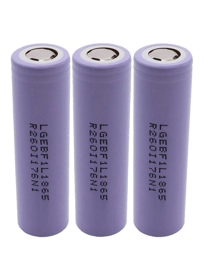 DMK 3-Piece Replacement Battery LG 18650 F1 Purple  - Image 1