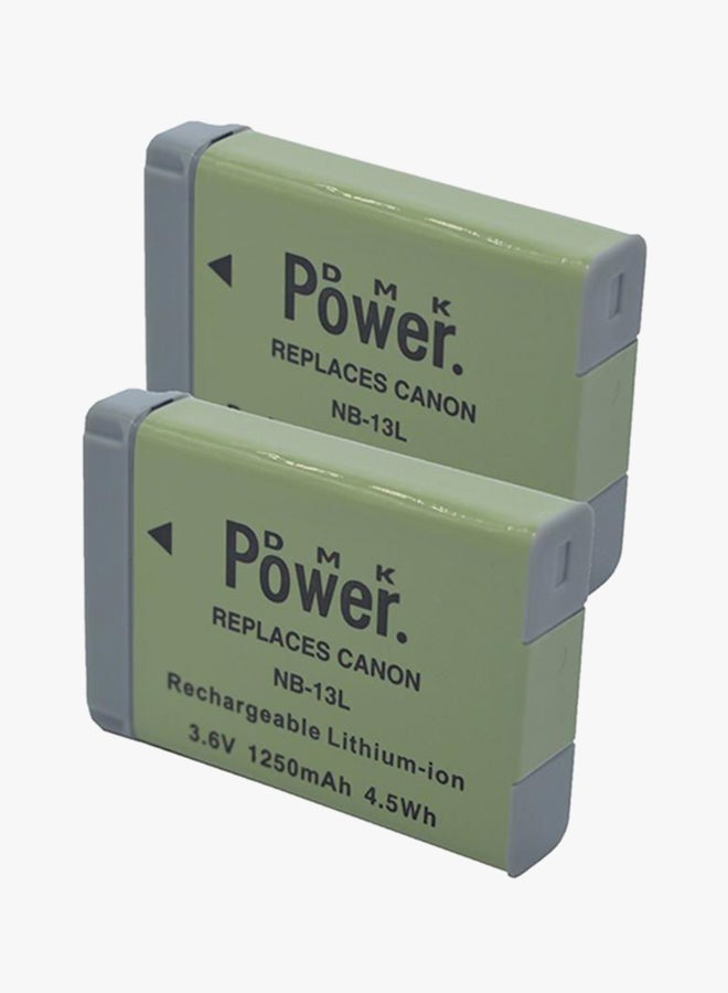 DMK - 2-Piece NB-13L Batteries For Canon PowerShot G5X/PowerShot G7X/PowerShot G9X/PowerShot G9X Mark II With Battery Charger Multi Color - Image 1