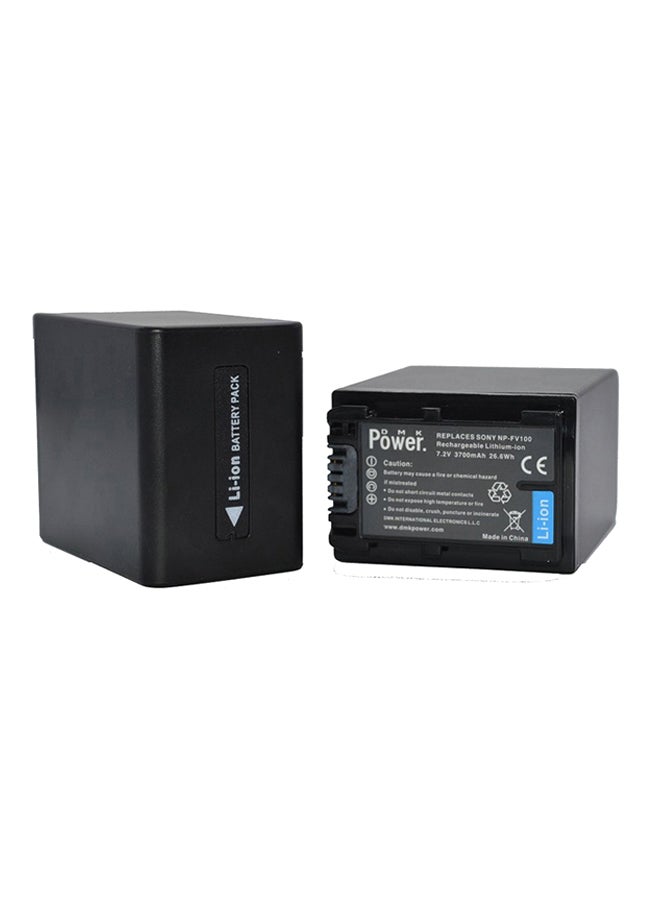 DMK 2Pcs Np-Fv100 Batteries For Sony Hdr-Cx150 Hdr-Cx150V Dcrsx44R Dcrsx44L Xr550E Xr350E Xr150E. Black - Image 1