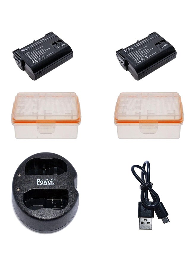 DMK Replacement Battery And Double USB Charger For Camera Black - Image 1