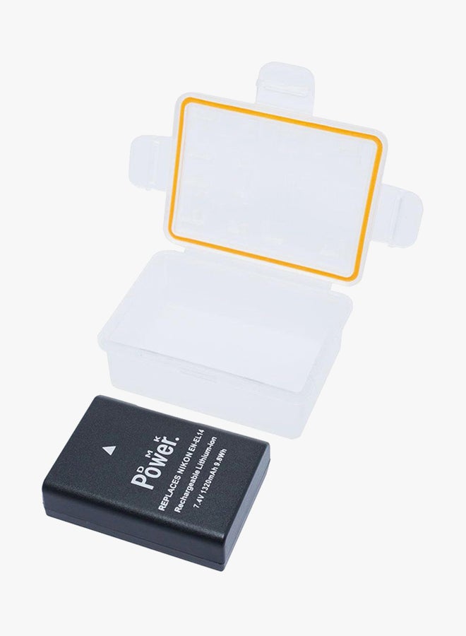 DMK - 1 X Battery And 1 X Battery Case For Nikon D3100 D3200 D5100 D5200 D5300 Coolpix P7800 P7700 Camera  - En-El14 Black - Image 1
