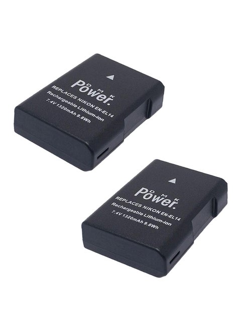 2 X Battery For Nikon D3100 D3200 D5100 D5200 D5300 Coolpix P7800 P7700 Camera  - En-El14 Black