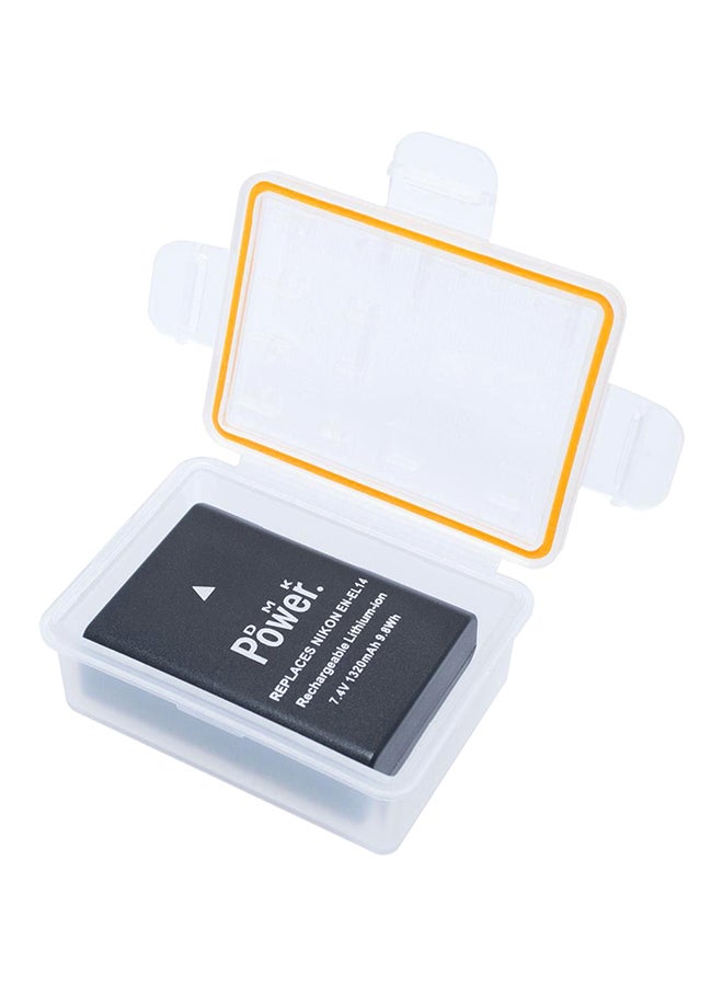 DMK - 1 X Battery And 1 X Battery Case For Nikon D3100 D3200 D5100 D5200 D5300 Coolpix P7800 P7700 Camera  - En-El14 Black - Image 1