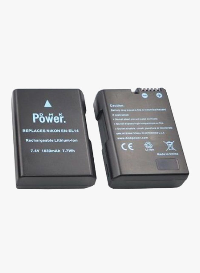 DMK Power 2 EN-EL14 Batteries And 1 TC-USB Dual USB Charger For Nikon Camera Black - Image 2