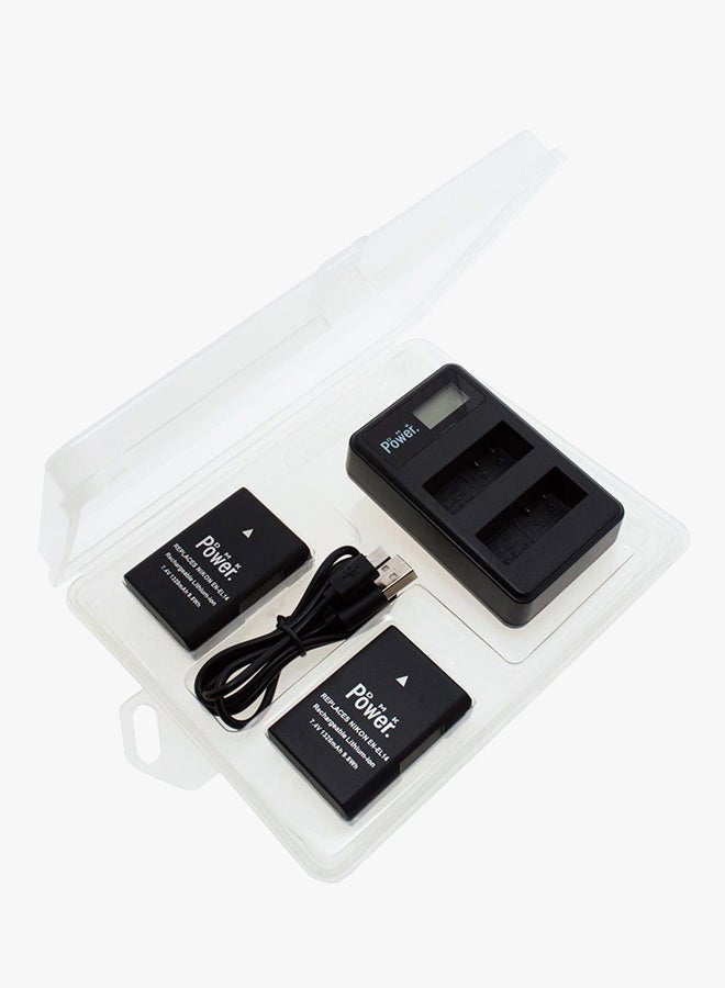 DMK 2xEN-EL14 Replacement Battery With Dual Charger And Case For NIKON D3100 D3200 D5100 D5200 D5300 COOLPIX P7800 P7700 Camera Black - Image 3