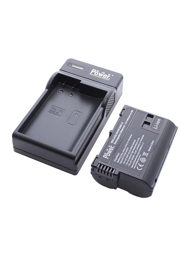 دي أم كي بطارية بديلة مزودة بشاحن USB واحد لكاميرات D600 وD610 وD800 وD810 وD7000 وD750 من نيكون أسود - Image 1