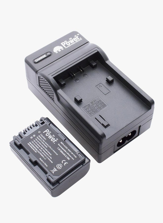 Power Np-Fh50 (1) Battery And (1) Tc600C Travel Chargerfor Sony Alpha Dslr-A230 A290 A330  Cameras Black
