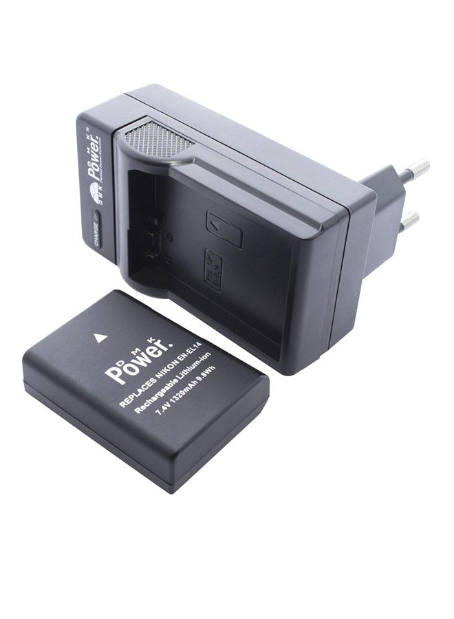 DMK Tc600E Travel Charger For Nikon D3100 D3200 D5100 D5200 D5300 Coolpix P7800 P7700  Cameras Black - Image 1