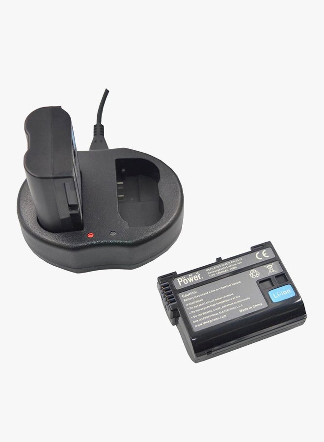 DMK 2 X En-El15 Batteries & 1 X En-El15 Double Usb Charger For Nikon D7000 D7100 D7200 Black - Image 2