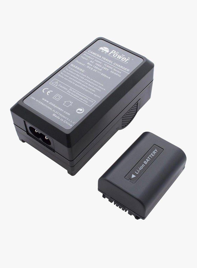 Power Np-Fh50 (1) Battery And (1) Tc600C Travel Chargerfor Sony Alpha Dslr-A230 A290 A330  Cameras Black