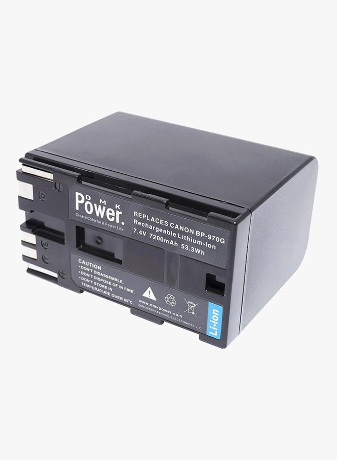 DMK - Power Bp-970G 7200Mah Battery For Canon C2 Dm-Mv1 Dm-Mv10 E1 E2 E30 Eos C100 Eos C100 Mark Ii Eos C300 C300 Pl Eos C500 C500  Cameras. Black - Image 1