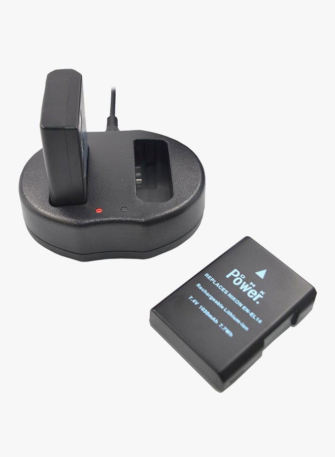 DMK 2-Piece Replacement Batteries With Charger For Nikon D3100 D3200 D3300 and D5000 D5100 D5200 D5300 D5500 Black - Image 2