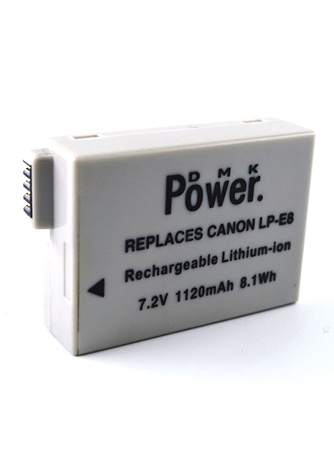 دي أم كي بطارية Lpe-8 لكاميرات كانون Eos 550D 600D X4 X5 T2I T3I أبيض - Image 1