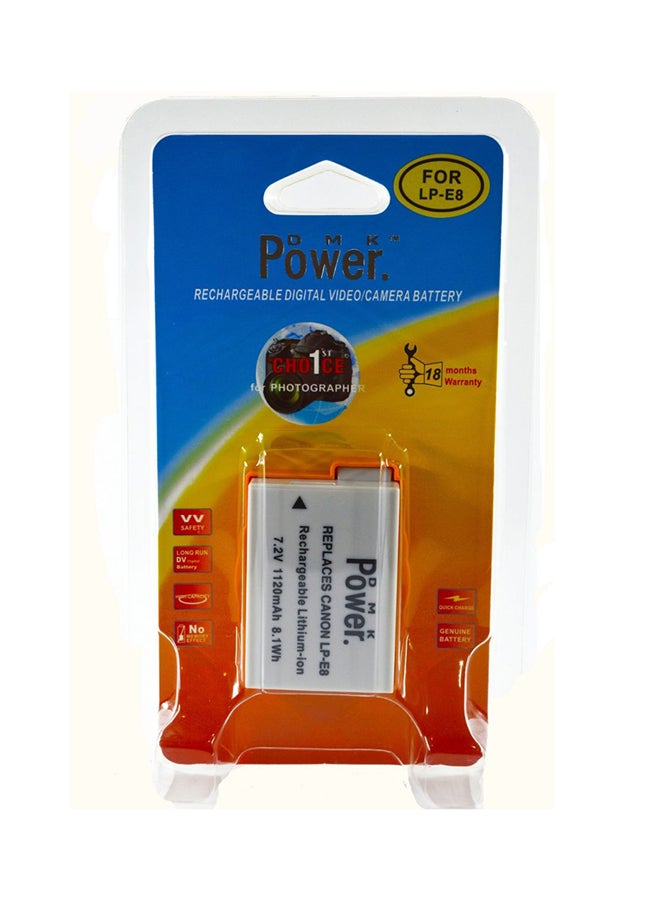 دي أم كي بطارية Lpe-8 لكاميرات كانون Eos 550D 600D X4 X5 T2I T3I أبيض - Image 3