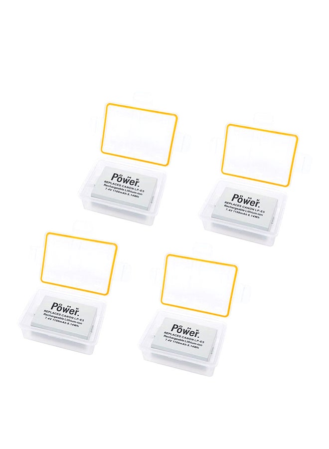 DMK Pack Of 4 Replacement Battery For EOS-REBEL XSI/EOS-1000D/EOS-500D/EOS-450D/EOS-REBEL T1I/EOS-KISS F Camera With Case White - Image 1