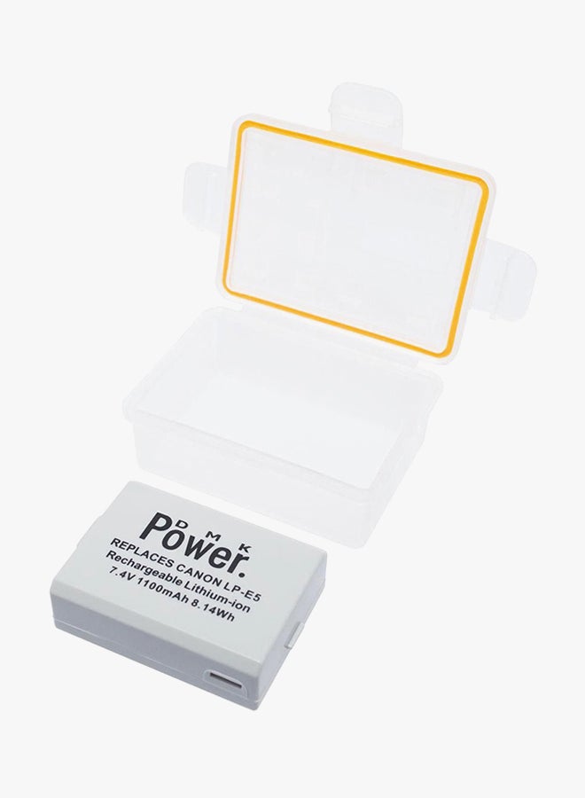 DMK Replacement Battery For EOS-REBEL XSI/EOS-1000D/EOS-500D/EOS-450D/EOS-REBEL T1I/EOS-KISS F Camera With Case White - Image 2