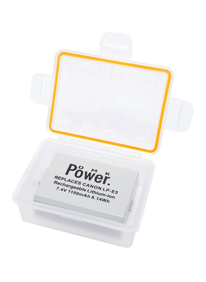 DMK Replacement Battery For EOS-REBEL XSI/EOS-1000D/EOS-500D/EOS-450D/EOS-REBEL T1I/EOS-KISS F Camera With Case White - Image 1
