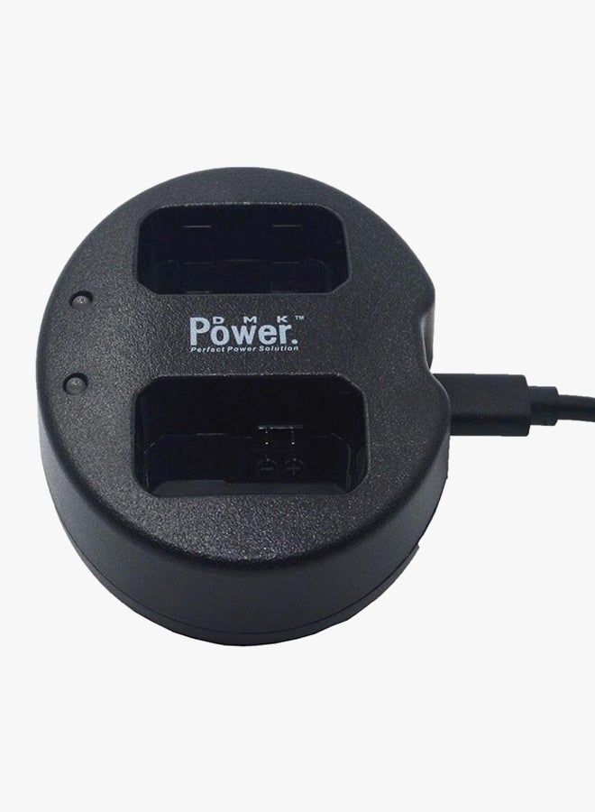 DMK EN-EL14 Double USB Charger For Nikon D5500 D5300 D5200 D5100 D3300 D3200 Black - Image 2