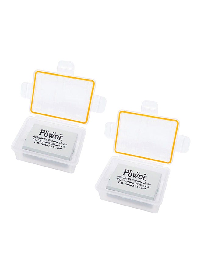 DMK - Pack Of 2 Replacement Battery For EOS-REBEL XSI/EOS-1000D/EOS-500D/EOS-450D/EOS-REBEL T1I/EOS-KISS F With Box White - Image 1